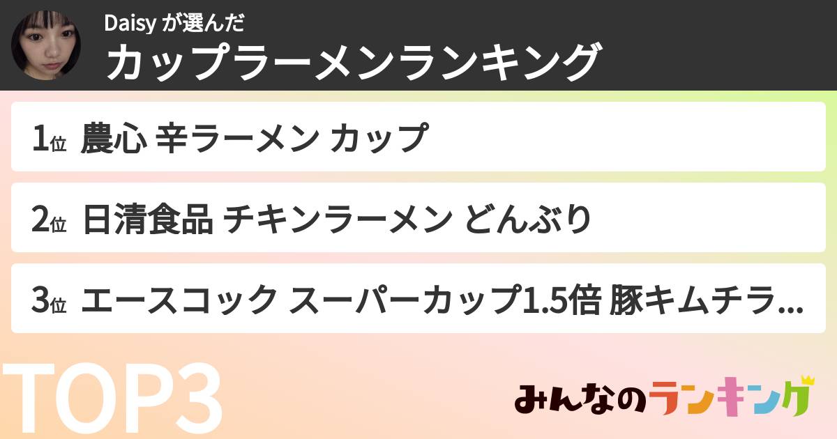 Daisy さんの「カップ麺・カップラーメンランキング」