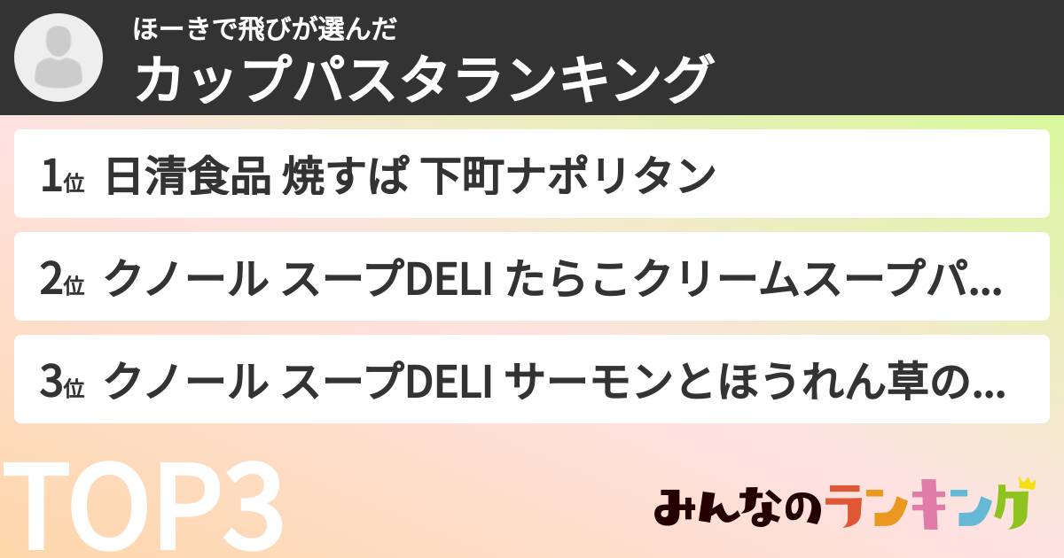 ほーきで飛びさんの「カップパスタランキング」