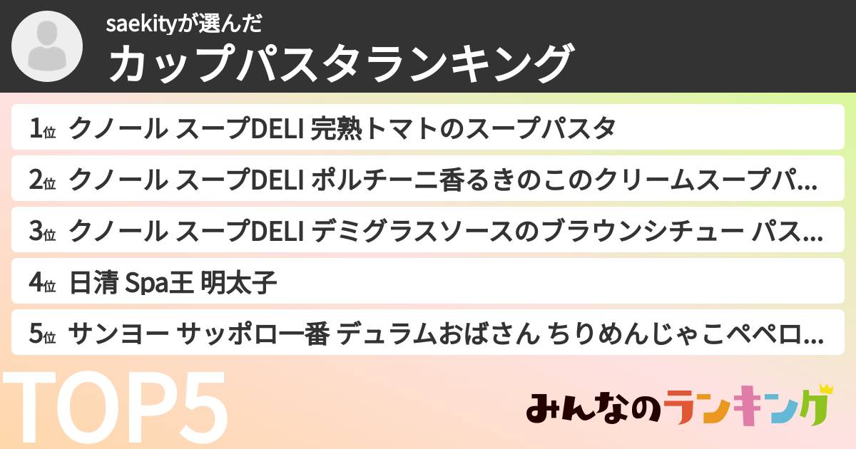 saekityさんの「カップパスタランキング」