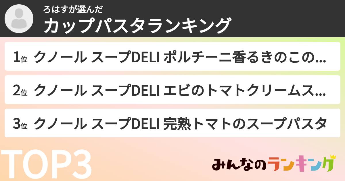 ろはすさんの「カップパスタランキング」