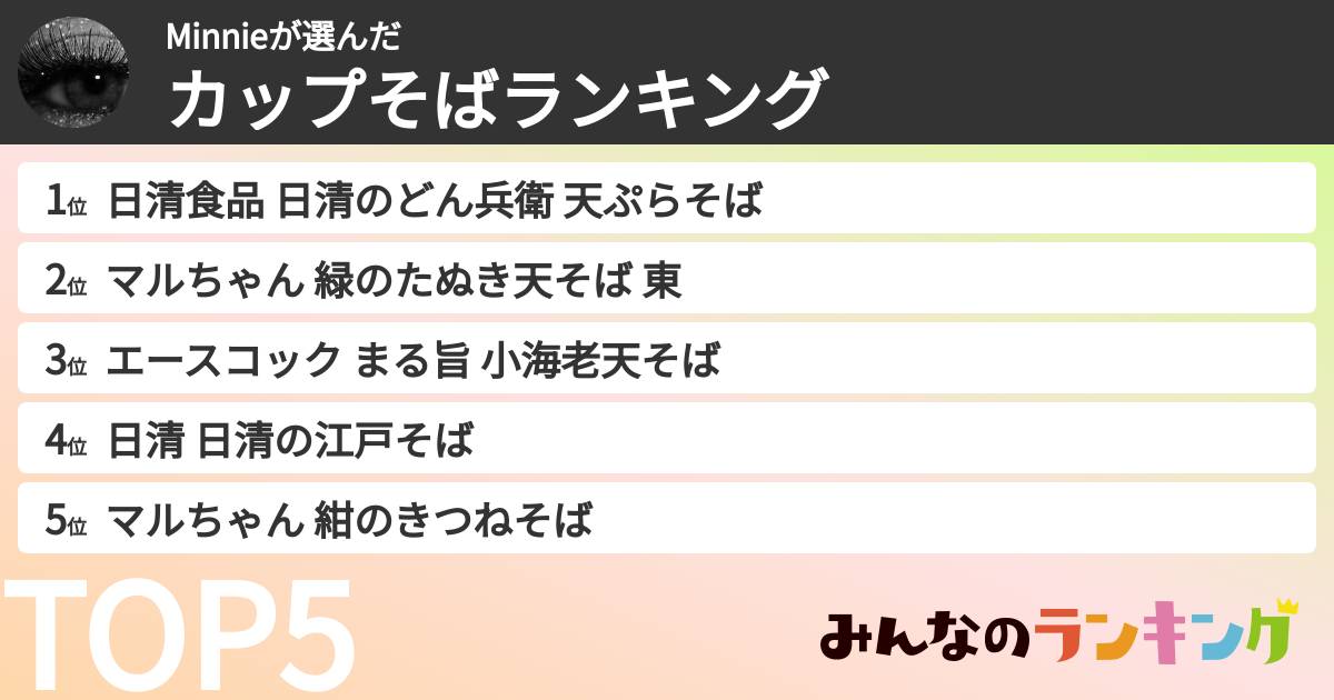 Minnieさんの「カップそばランキング」