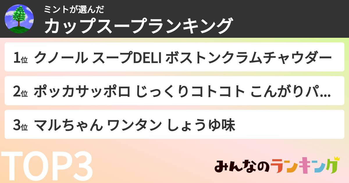 ミントさんの「カップスープランキング」