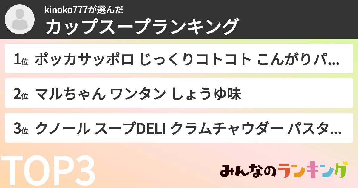 kinoko777さんの「カップスープランキング」