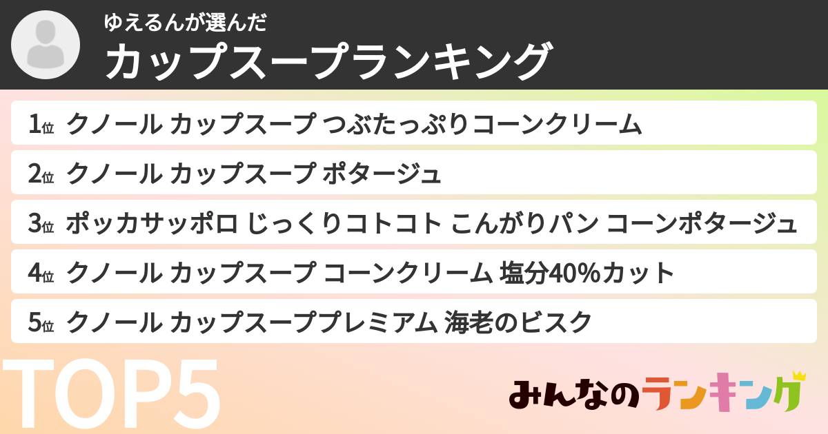 ゆえるんさんの「カップスープランキング」