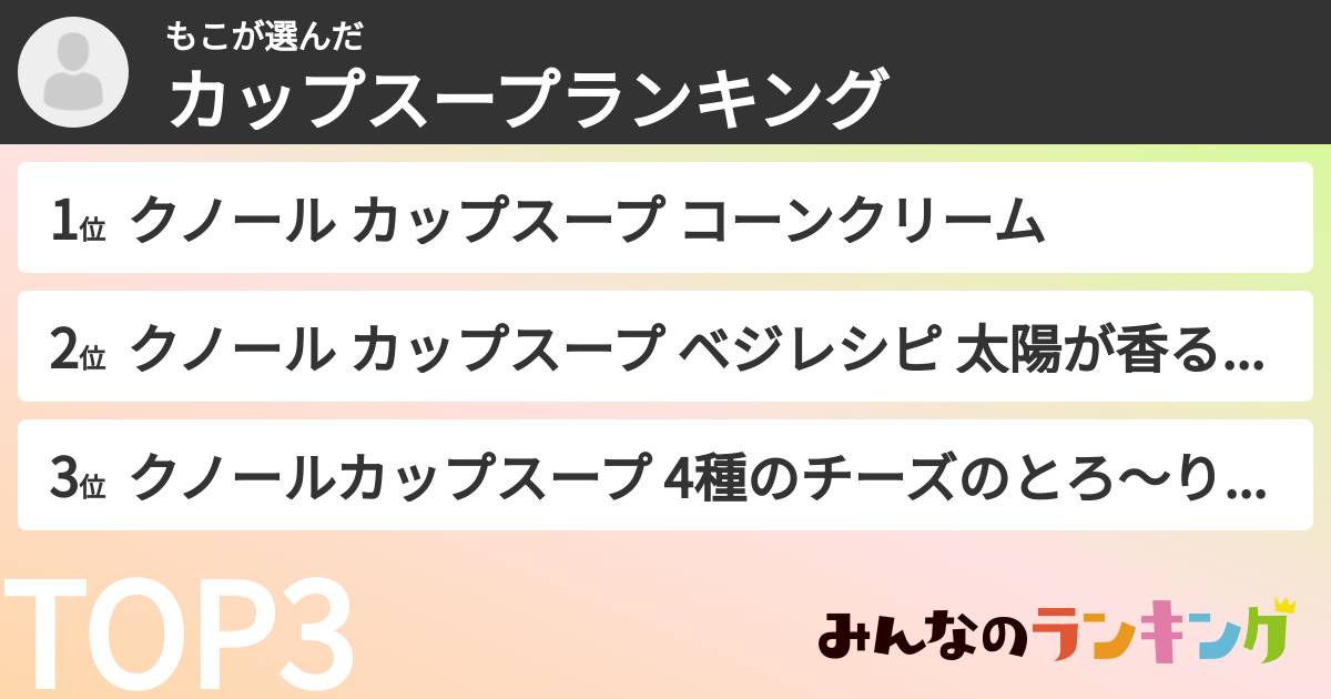 もこさんの「カップスープランキング」