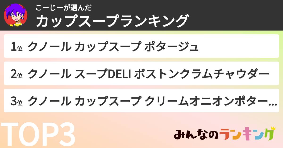 こーじーさんの「カップスープランキング」
