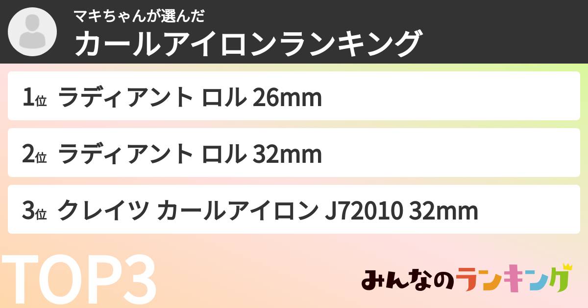 マキちゃんさんの「カールアイロンランキング」
