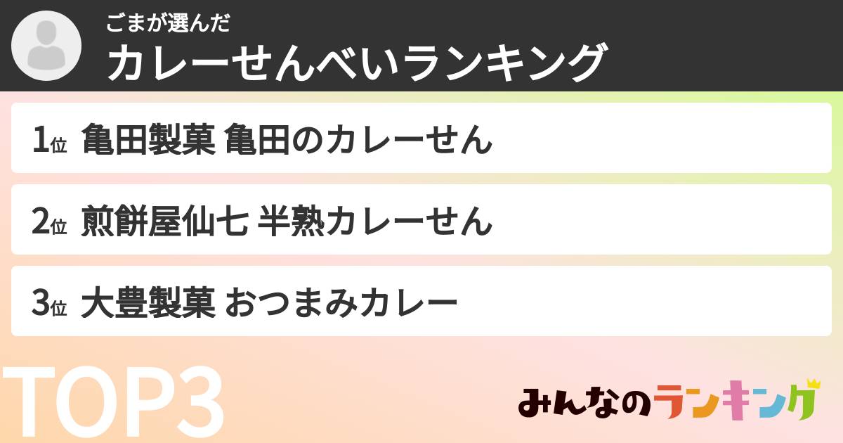 ごまさんの「カレーせんべいランキング」