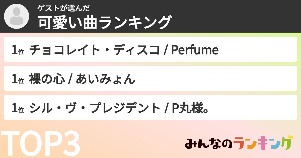 ゲストさんの「可愛い曲ランキング」