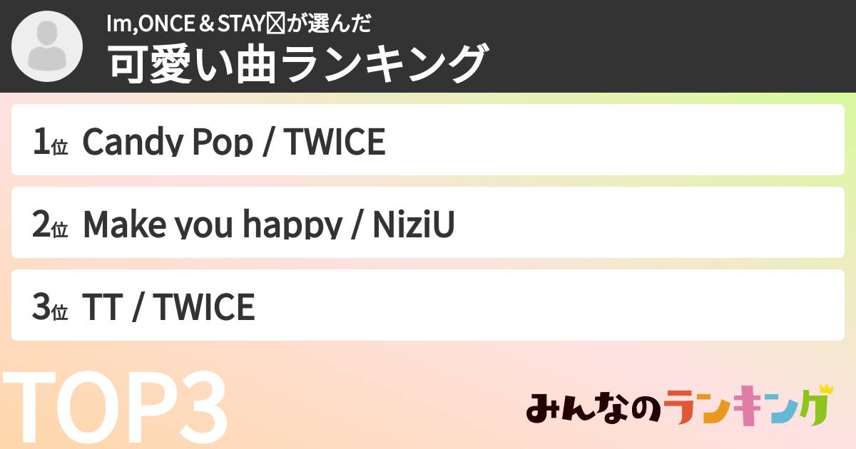 Im,ONCE＆STAY❤さんの「可愛い曲ランキング」