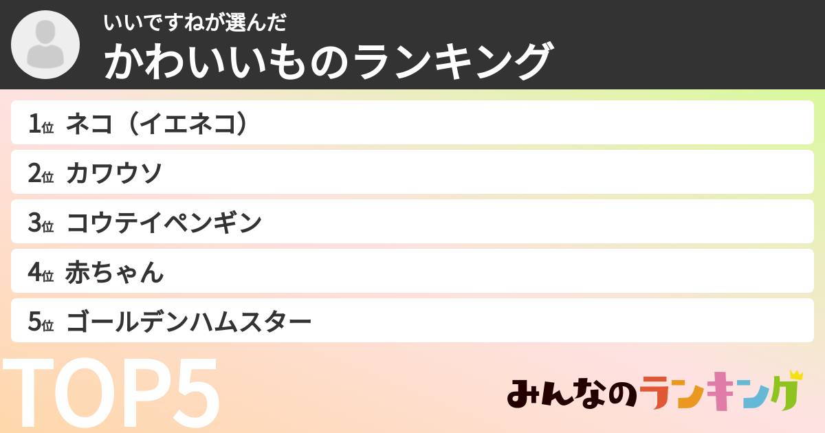 いいですねさんの「かわいいものランキング」