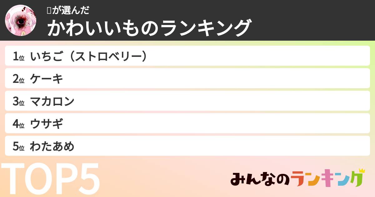 🎀さんの「かわいいものランキング」