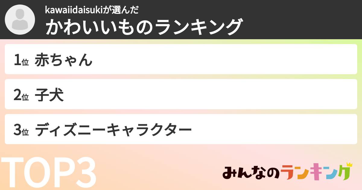 kawaiidaisukiさんの「かわいいものランキング」