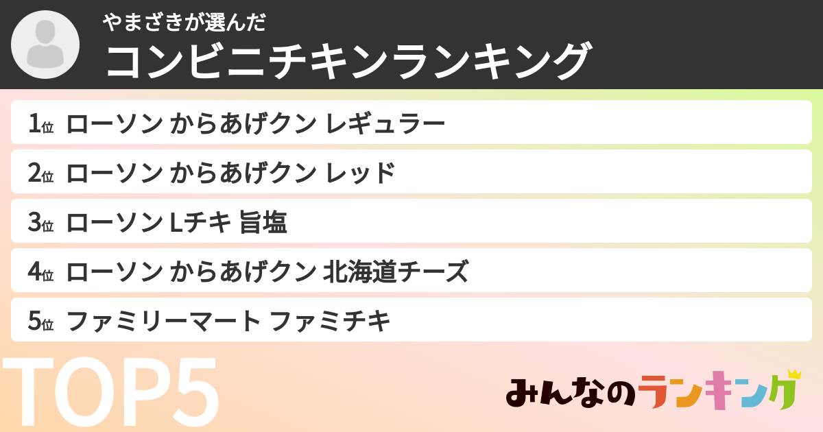 やまざきさんの「コンビニチキンランキング」