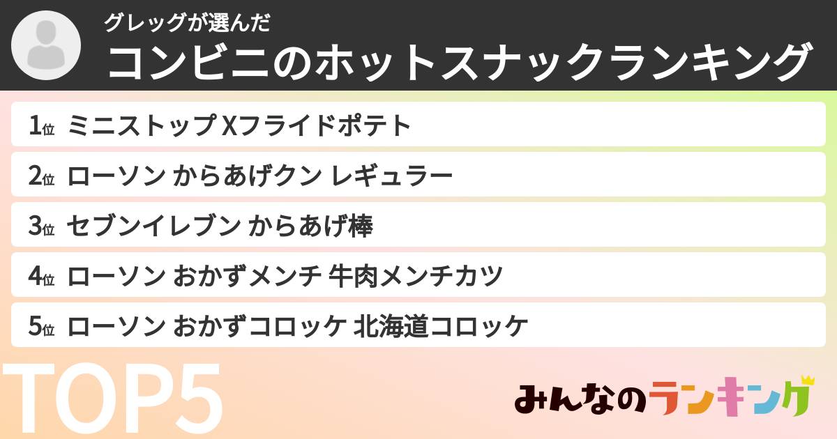 グレッグさんの「コンビニのホットスナックランキング」
