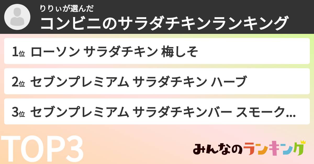 りりぃさんの「コンビニのサラダチキンランキング」