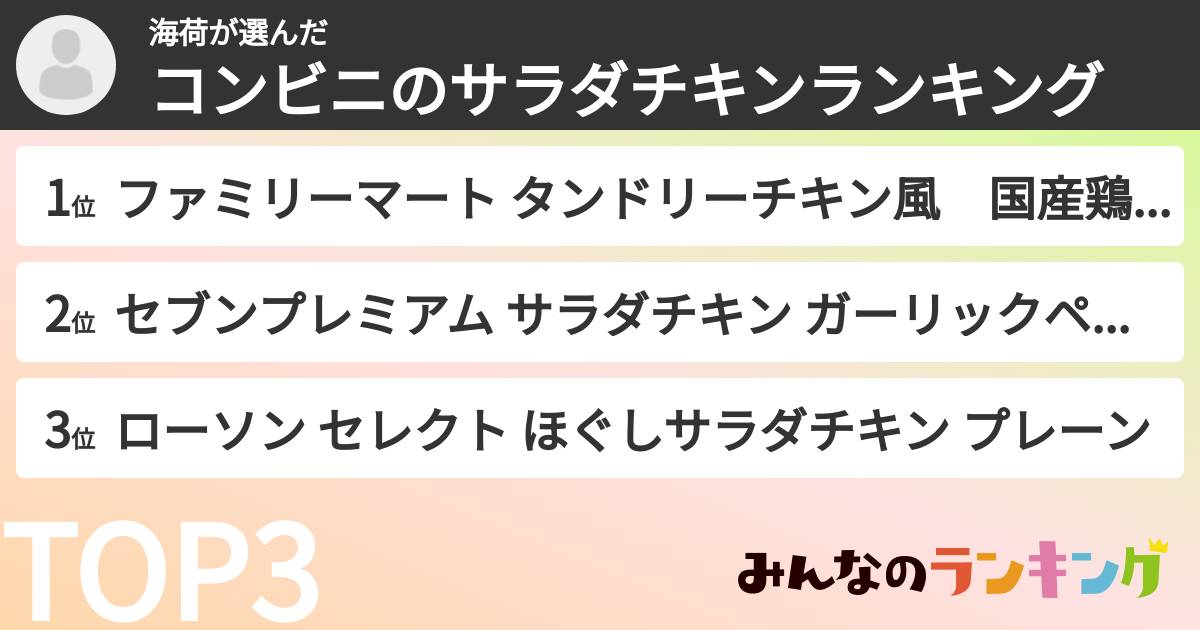 海荷さんの「コンビニのサラダチキンランキング」