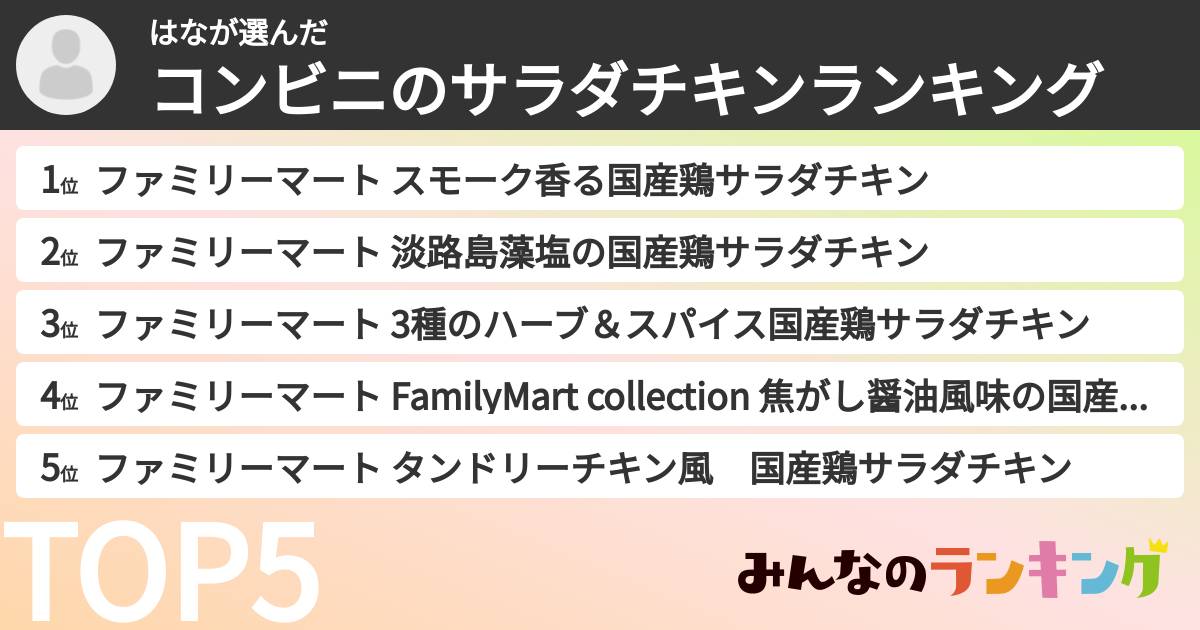はなさんの「コンビニのサラダチキンランキング」