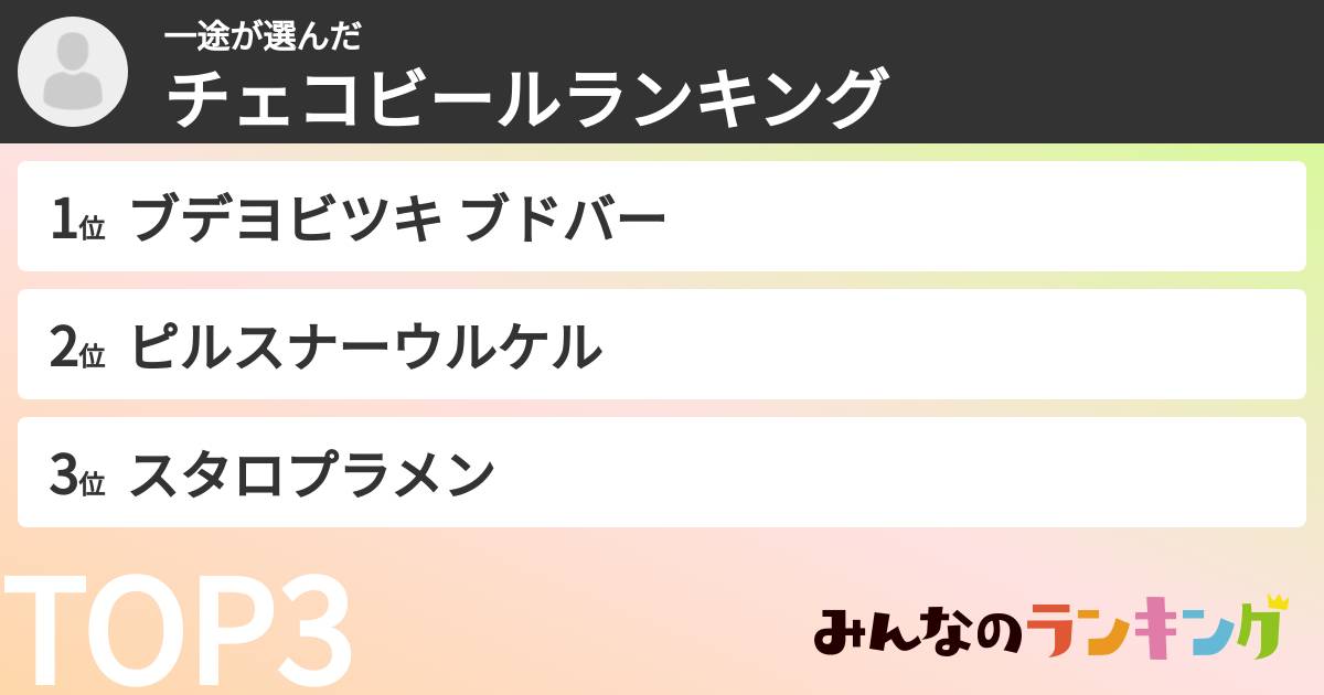 一途さんの「チェコビールランキング」