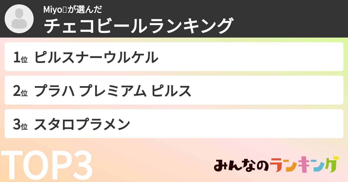 Miyo💙さんの「チェコビールランキング」