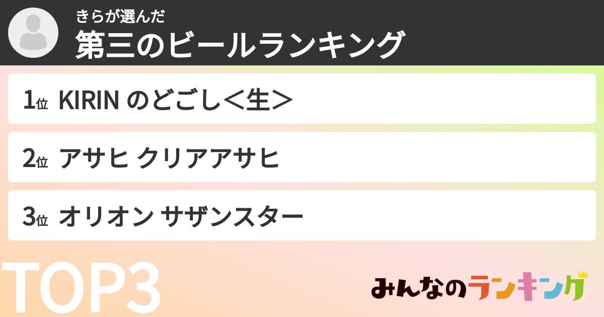 きらさんの「第三のビールランキング」