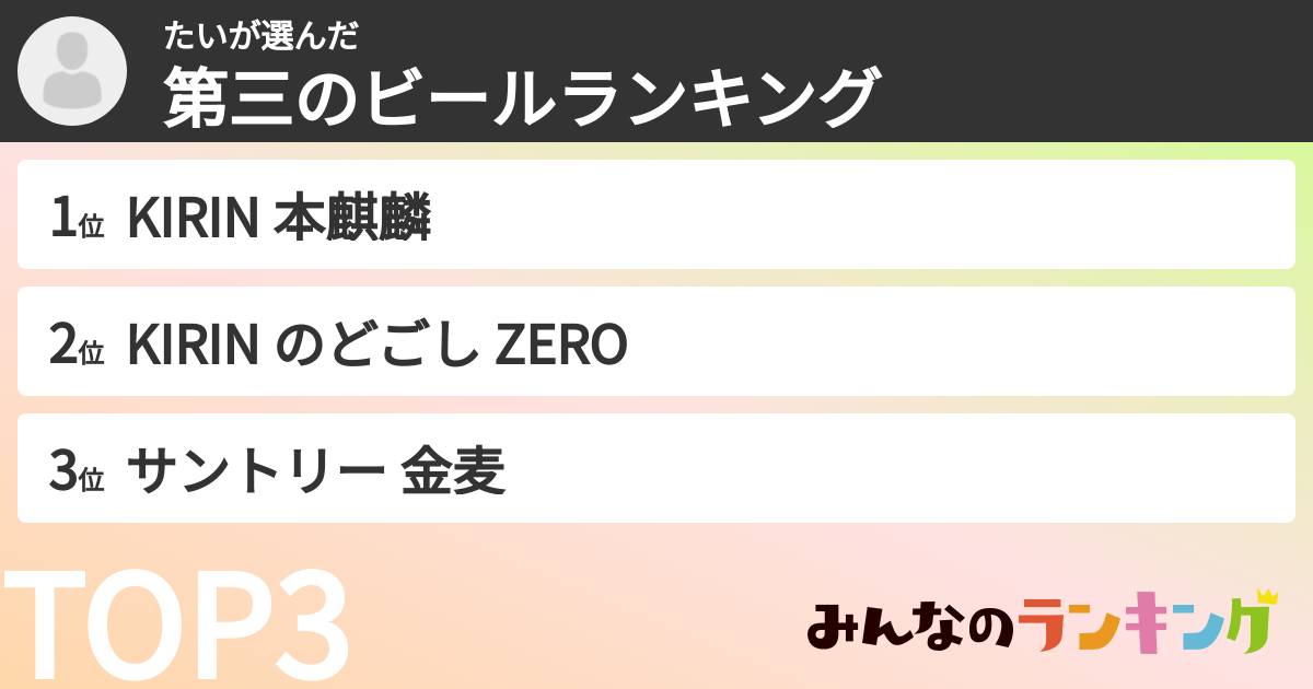 たいさんの「第三のビールランキング」