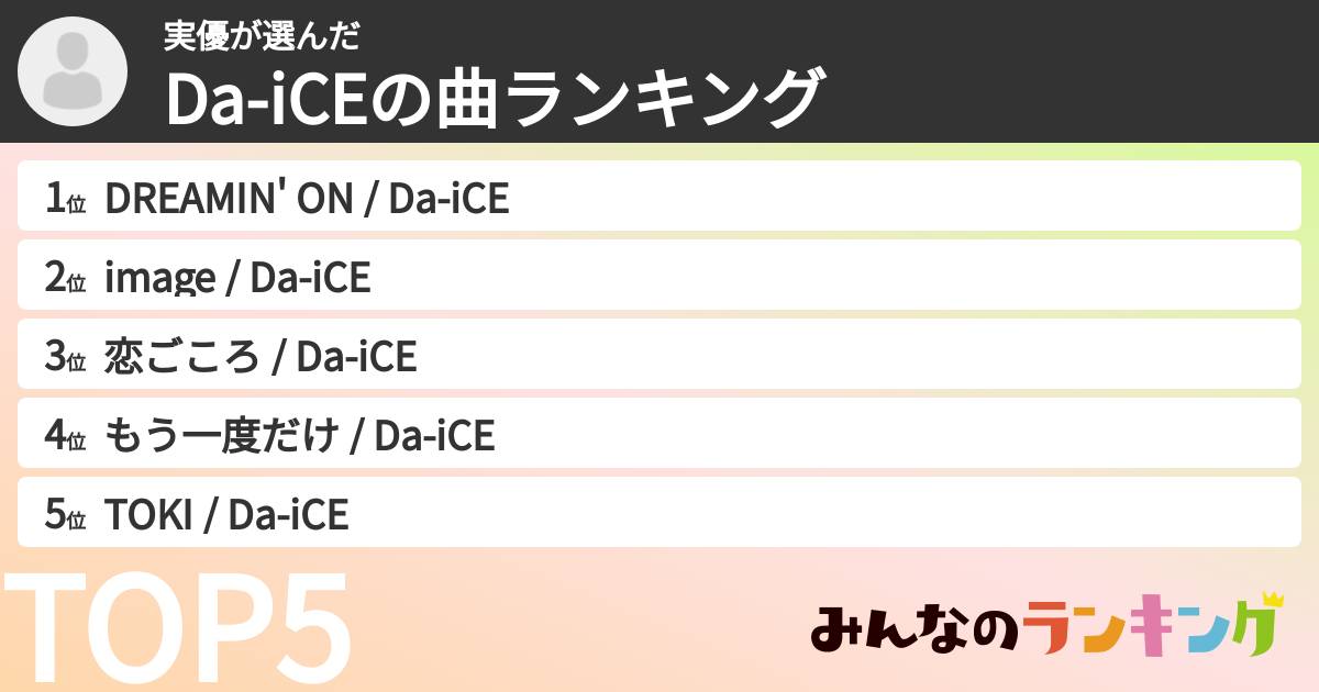 実優さんの「Da-iCEの曲ランキング」