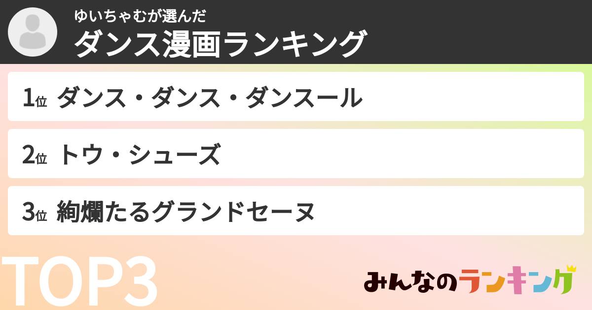 ゆいちゃむさんの「ダンス漫画ランキング」