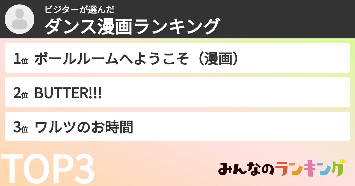 ビジターさんの「ダンス漫画ランキング」