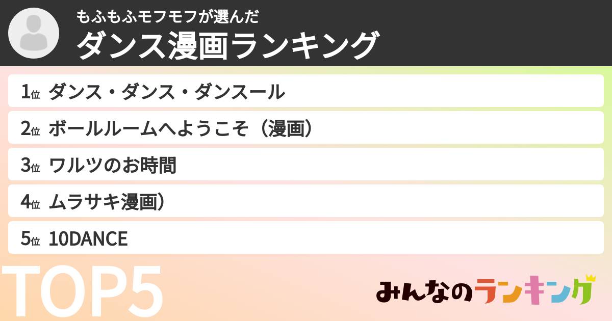 もふもふモフモフさんの「ダンス漫画ランキング」
