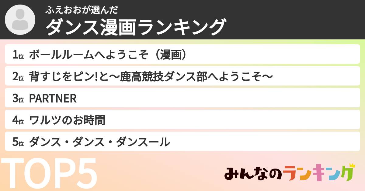 ふえおおさんの「ダンス漫画ランキング」