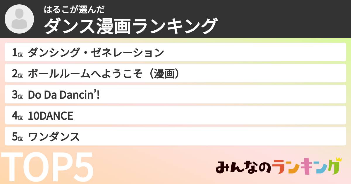 はるこさんの「ダンス漫画ランキング」