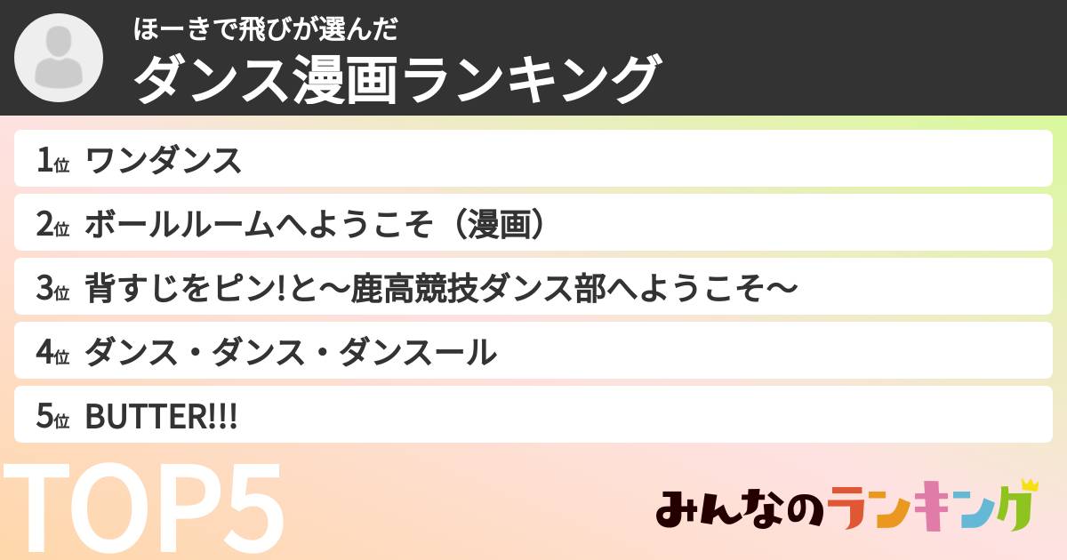 ほーきで飛びさんの「ダンス漫画ランキング」
