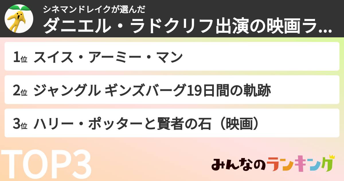 シネマンドレイクさんの「ダニエル・ラドクリフ出演の映画ランキング」