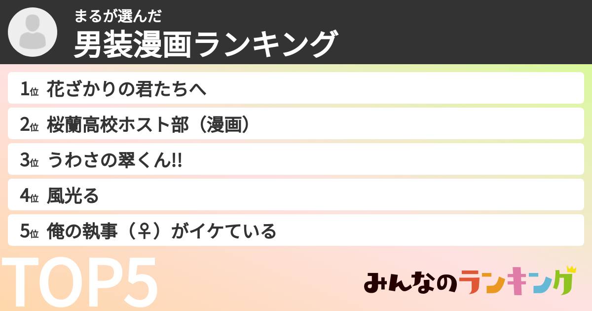 まるさんの「男装漫画ランキング」