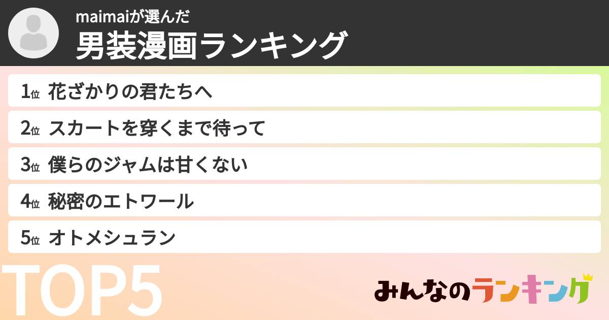 maimaiさんの「男装漫画ランキング」
