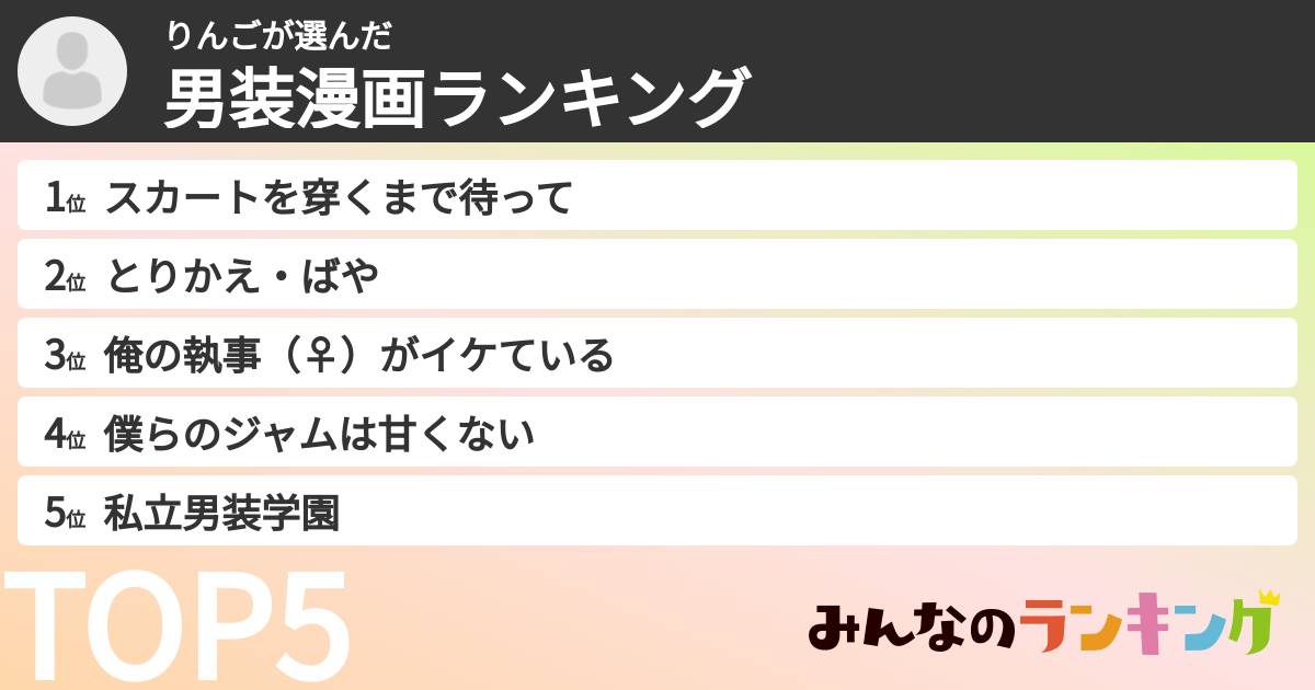 りんごさんの「男装漫画ランキング」
