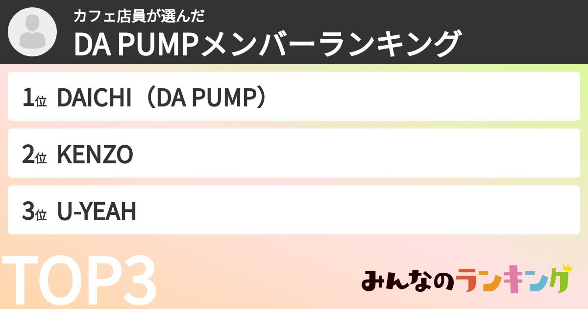 カフェ店員さんの「DA PUMPメンバーランキング」