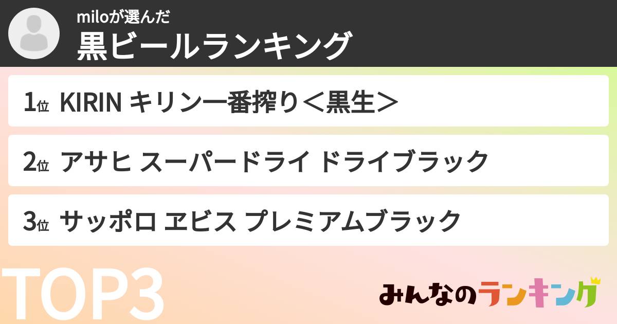 miloさんの「黒ビールランキング」