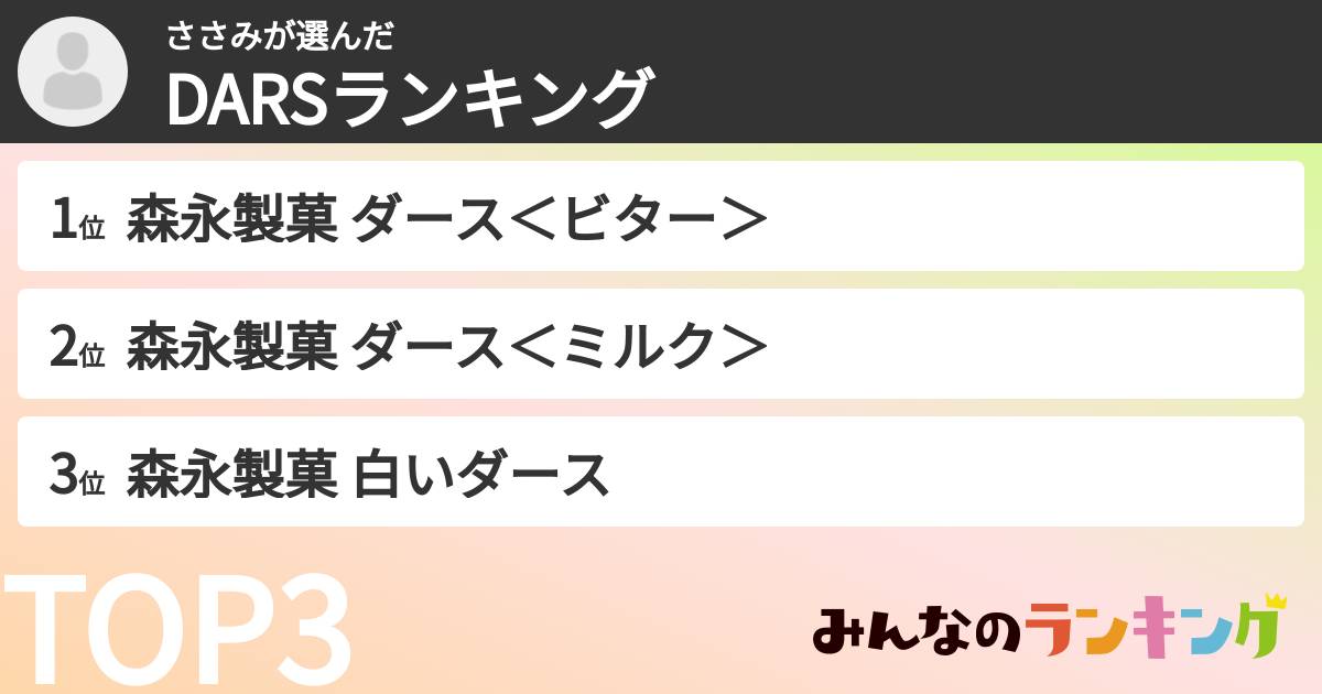 ささみさんの「DARSランキング」