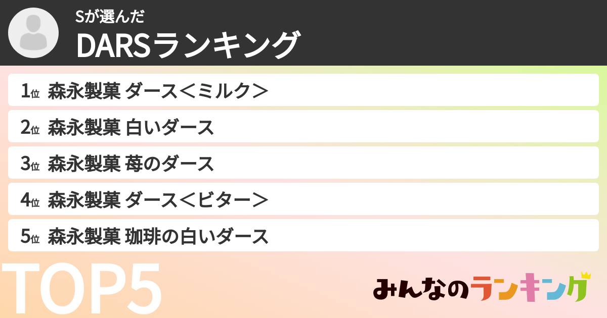 Sさんの「DARSランキング」