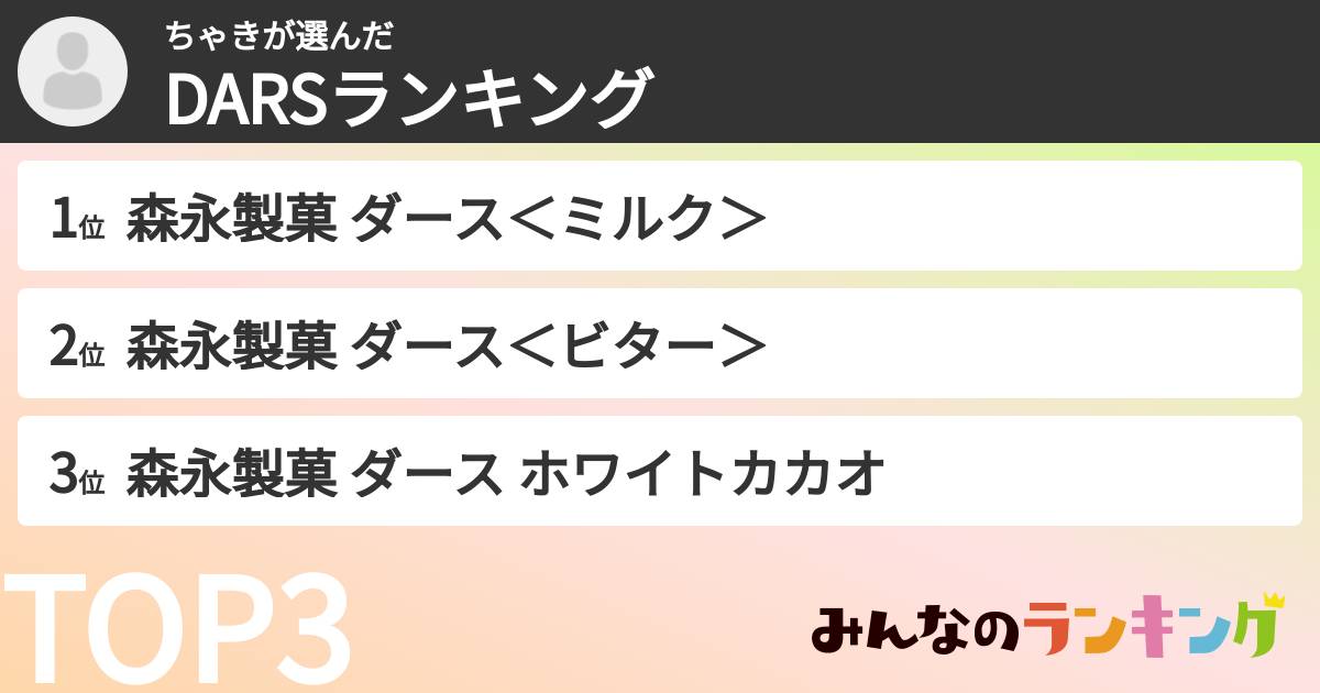 ちゃきさんの「DARSランキング」