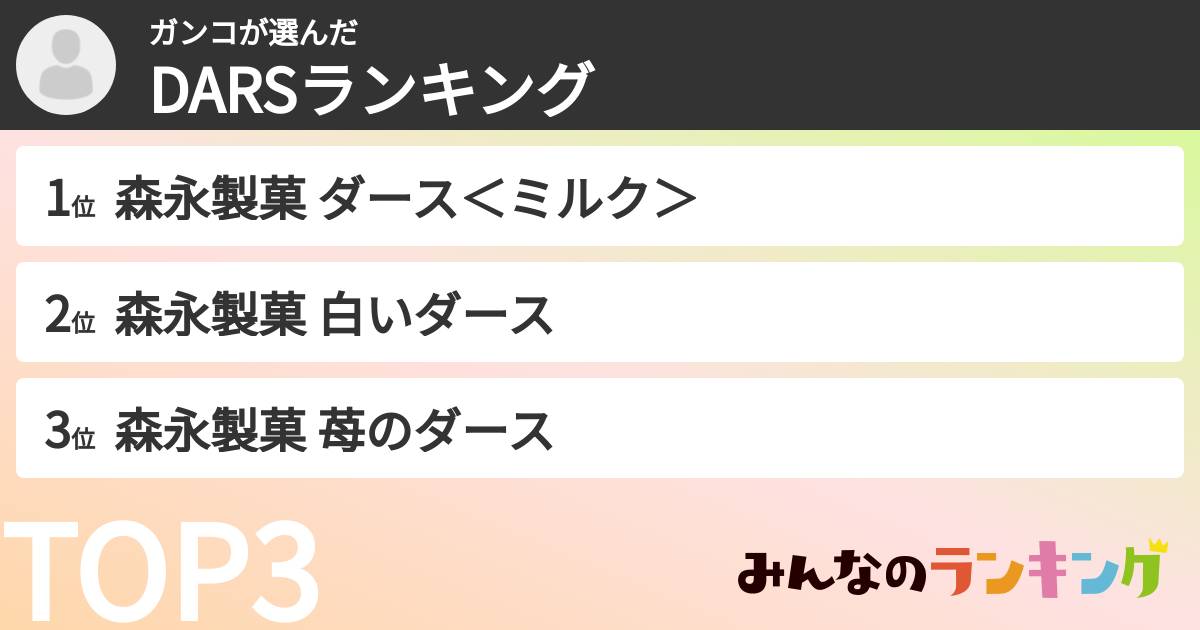 ガンコさんの「DARSランキング」