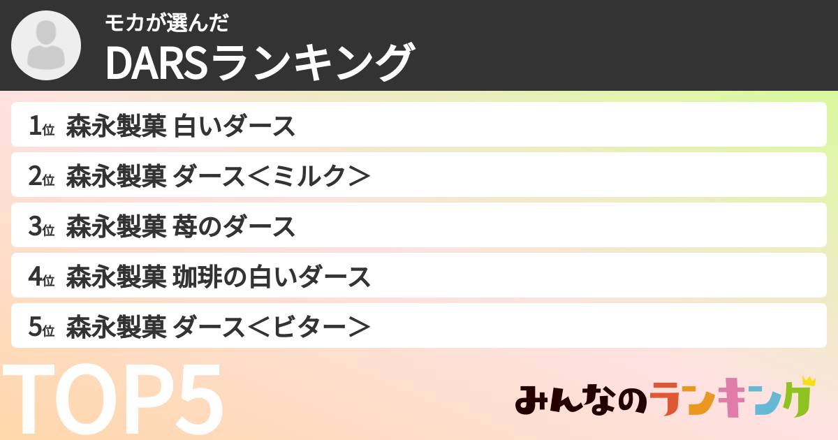 モカさんの「DARSランキング」