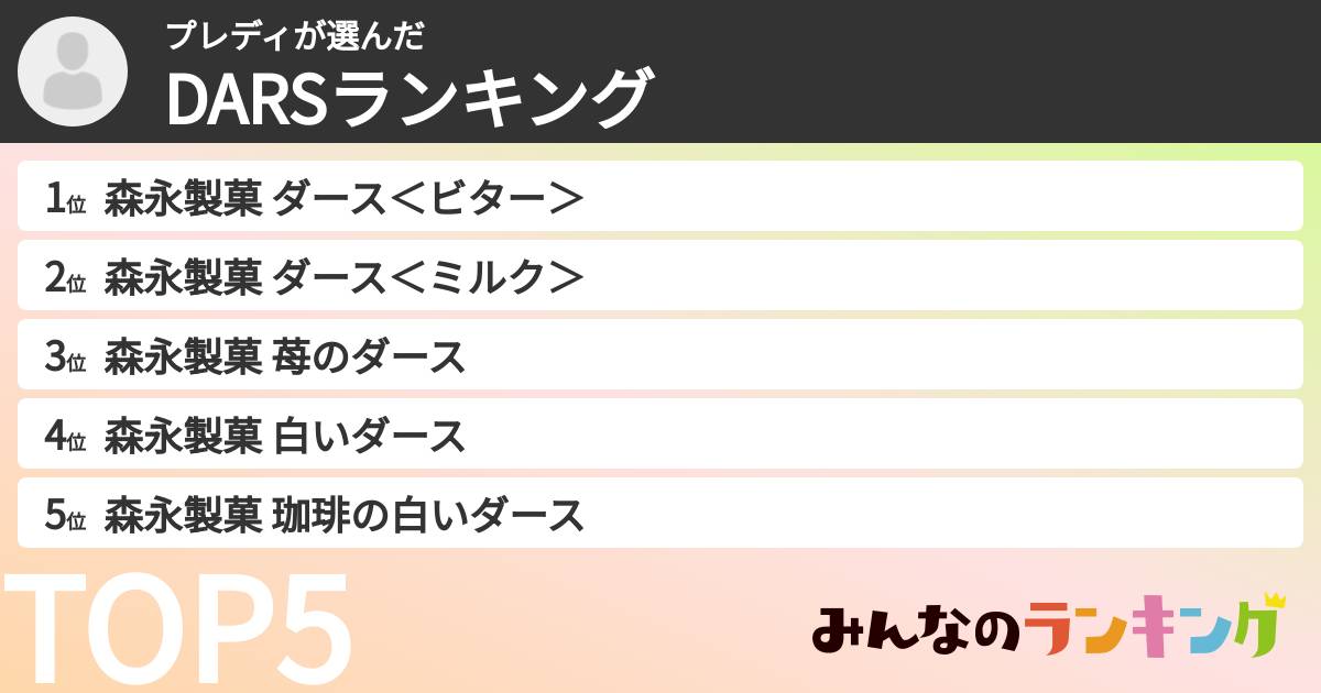 プレディさんの「DARSランキング」