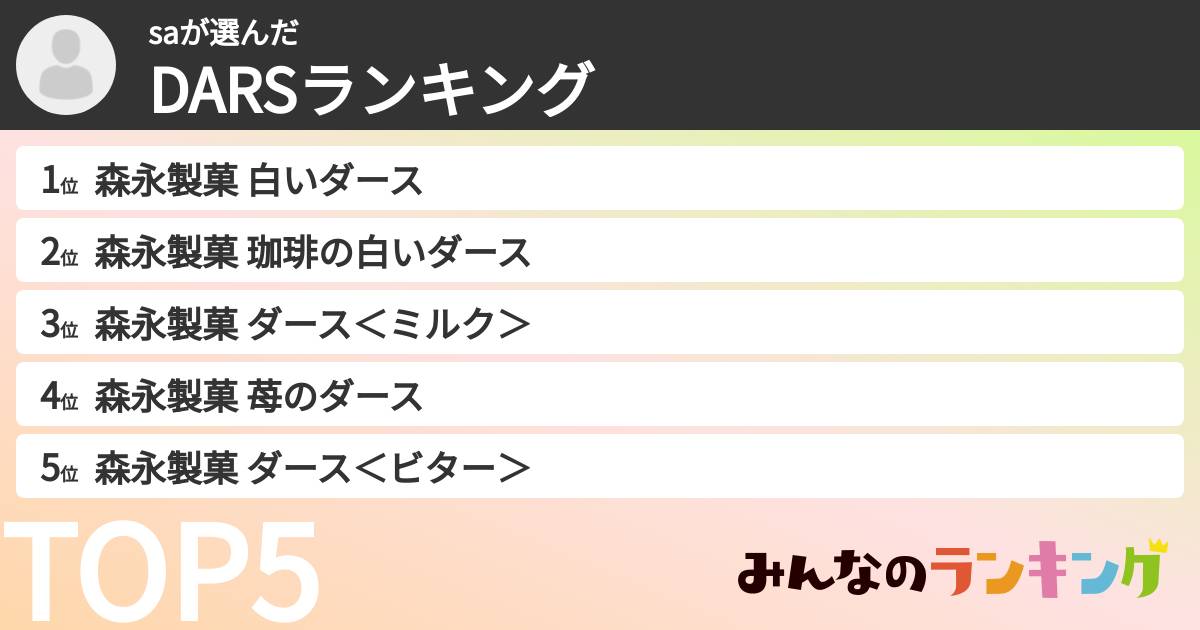 saさんの「DARSランキング」