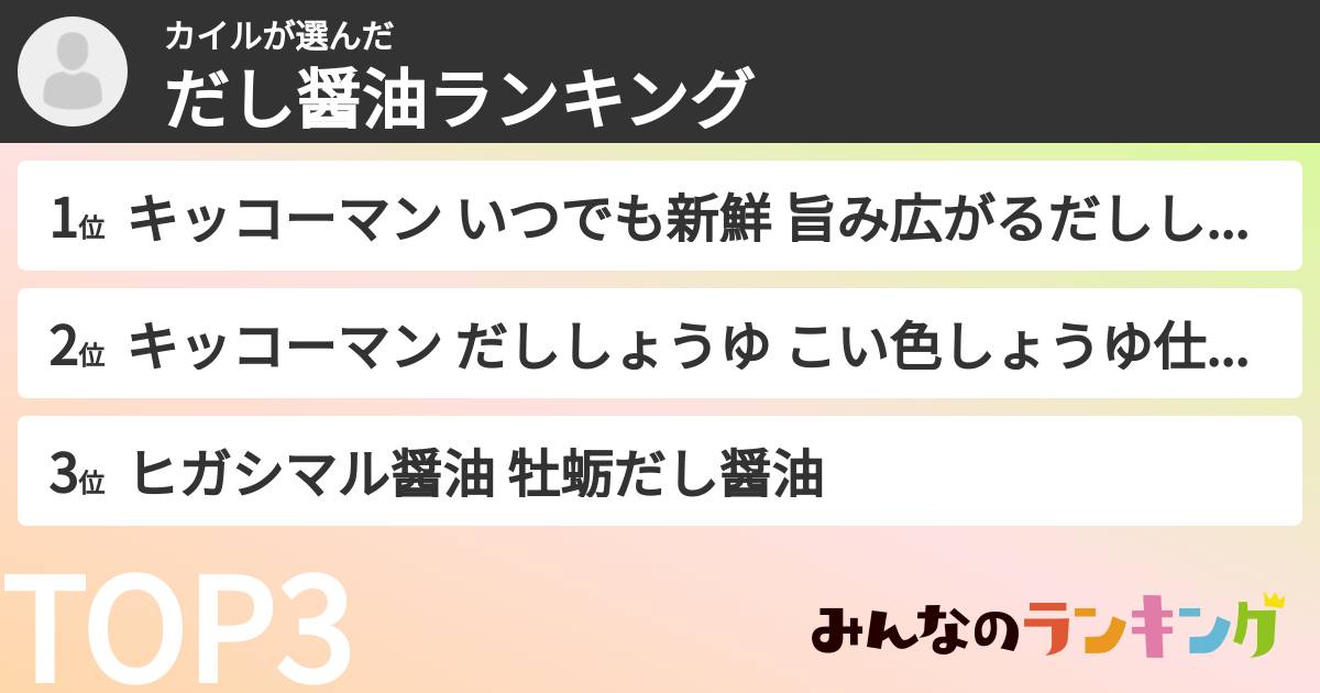 カイルさんの「だし醤油ランキング」