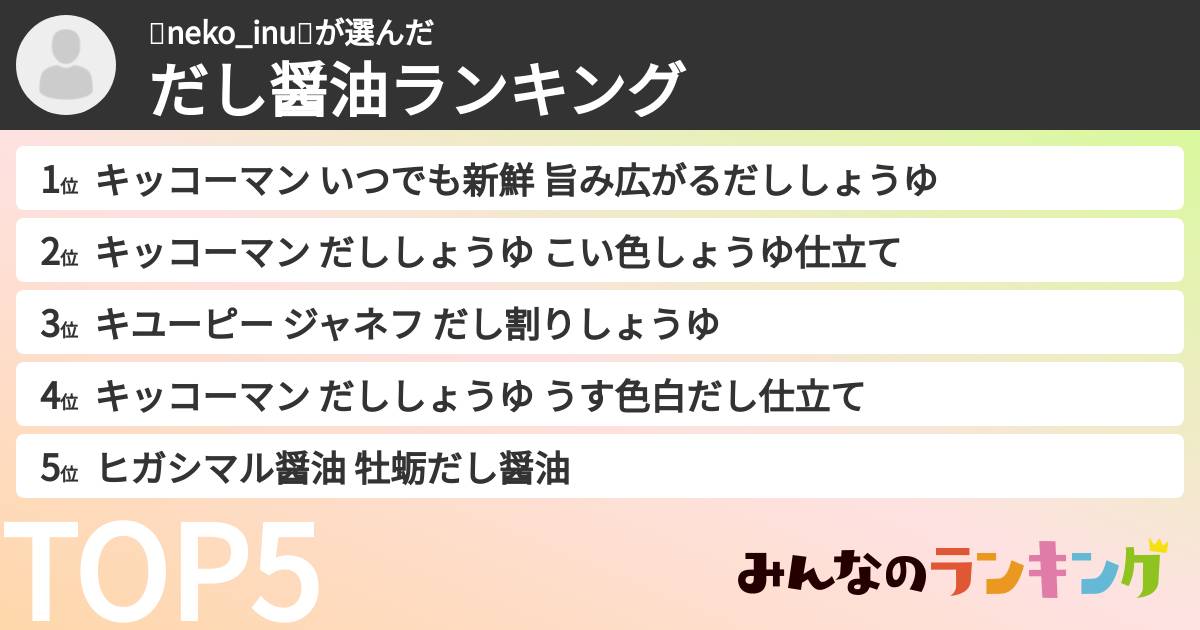 🐈neko_inu🐩さんの「だし醤油ランキング」