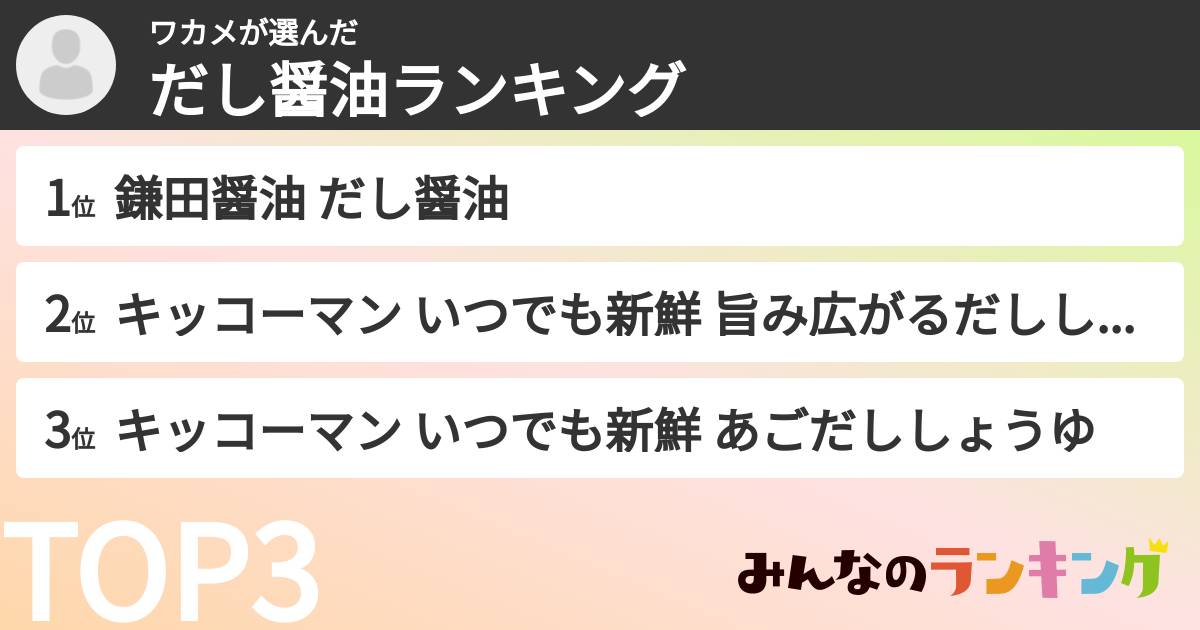 ワカメさんの「だし醤油ランキング」