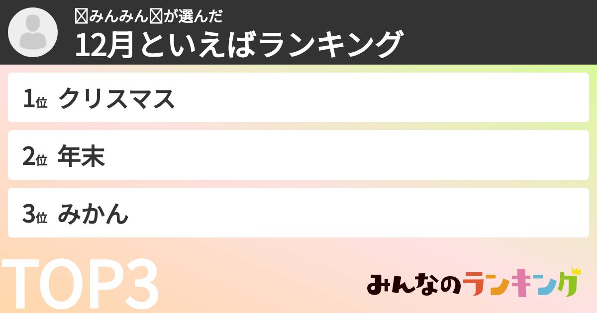⭐︎みんみん⭐︎さんの「12月といえばランキング」